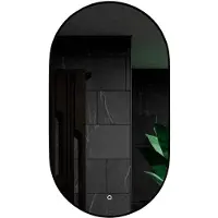 Mirlux Miroir de salle de bain - - avec éclairage LED et chauffage - ovale - anti-condensation - 90x50CM - noir