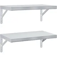 vidaXL Étagères murales 2 pcs 50x30 cm argenté acier inoxydable