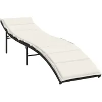 vidaXL Bain de soleil avec coussin noir 55x199x50 cm Poly rotin