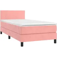 vidaXL Lit boxspring avec matelas & LED rose 90x190 cm velours