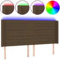 vidaXL Tête de lit LED brun foncé 203x16x118/128 cm Tissu