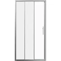 Linie Cadiz porte coulissante en trois parties 100 cm x 190 cm verre transparent profil Brushed Chrome