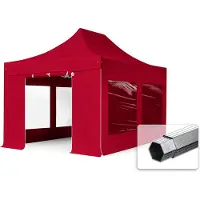 TOOLPORT 3x4,5 m Tonnelle pliante Alu, PES 800, côtés panoramiques, rouge