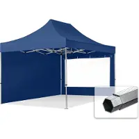 TOOLPORT 3x4,5 m Tonnelle pliante Alu, PES 800, côtés panoramiques, bleu foncé