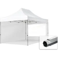 TOOLPORT 3x4,5 m Tonnelle pliante Alu, PES 800, côtés panoramiques, blanc