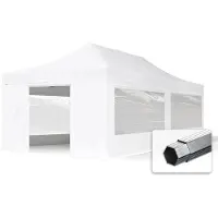 TOOLPORT 4x8 m Tonnelle pliante Alu, PVC 850, côtés panoramiques, blanc
