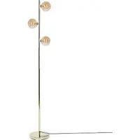Beliani Lampadaire Or Acier Verre 3 abat-jours ronds fumés Design moderne glamour Luminaire de salon