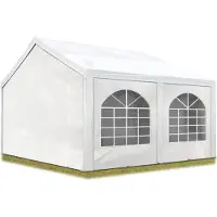 TOOLPORT Tente de réception 3x4 m, toile de haute qualité env. 450 N PE blanc construction en acier galvanisé avec raccordement par vissage