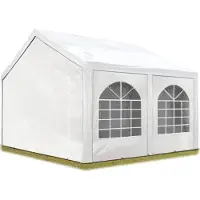TOOLPORT Tente de réception 4x4 m, toile de haute qualité env. 450 N PE blanc construction en acier galvanisé avec raccordement par vissage