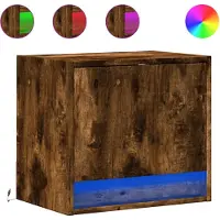 vidaXL Tables de chevet murales avec lumières LED 2 pcs chêne fumé