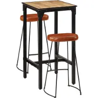 vidaXL Ensemble bar 3 pièces bois de manguier brut et métal