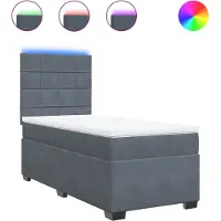 vidaXL Lit boxspring avec matelas gris foncé 90x200 cm velours