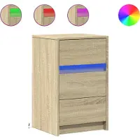 vidaXL Armoire de chevet avec lumières LED chêne sonoma