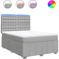 vidaXL Lit boxspring avec matelas gris clair 160x200 cm Tissu