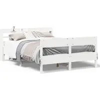 vidaXL Lit en bois massif sans matelas Blanc 135x190 cm pin