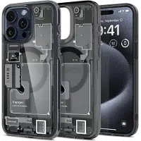 Spigen Ultra Hybrid Mag case with MagSafe for iPhone 15 Pro - dark grey (Zero One design)