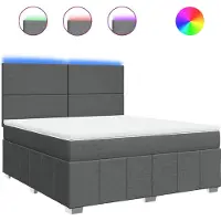 vidaXL Lit boxspring avec matelas gris foncé 180x200 cm Tissu