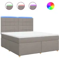 vidaXL Lit boxspring avec matelas Taupe 180x200 cm Tissu