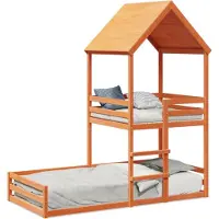 vidaXL Lit superposé avec toit brun cireux 80x200 cm pin massif
