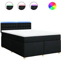 vidaXL Lit boxspring avec matelas noir 140x200 cm Tissu