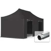 TOOLPORT 3x6 m Tonnelle pliante Alu, PES 800, côtés sans fenêtre, noir