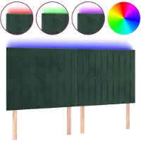vidaXL Tête de lit LED vert foncé 160x5x118/128 cm velours