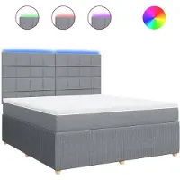 vidaXL Lit boxspring avec matelas gris clair 180x200 cm Tissu