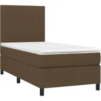 vidaXL Lit boxspring avec matelas brun foncé 90x200 cm Tissu