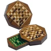 HOT Games jeu d'échecs magnétique de voyage en bois d'acacia 14,5x3cm taille de voyage