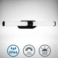 B.K.Licht Applique LED salle de bain IP44 longueur 40 cm rectangulaire 7 W 690 lm 4000 K lumière neutre non dimmable noir lampe murale miroir