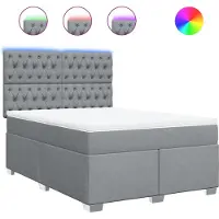 vidaXL Lit boxspring avec matelas gris clair 160x200 cm Tissu