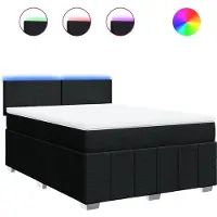 vidaXL Lit boxspring avec matelas noir 140x190 cm Tissu