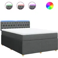 vidaXL Lit boxspring avec matelas gris foncé 140x190 cm Tissu
