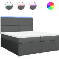 vidaXL Lit boxspring avec matelas gris foncé 200x200 cm Tissu
