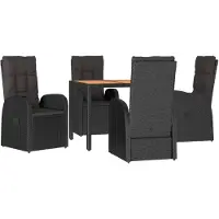 vidaXL Ensemble de jardin 5 pièces avec coussins Noir Poly Rattan
