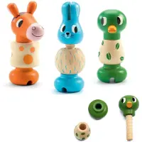 Djeco Jouet en bois - 3 pces - Visser ensemble-Animal - - UneTaille - Bloc de Motricité