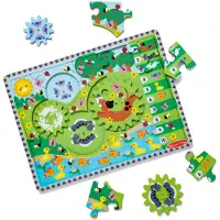 Melissa & Doug Melissa and Doug - Animal Chase I-Spy Wooden Gear Puzzle - (31004) (24 pièces)