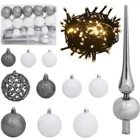 vidaXL 61 pcs. boules de Noël avec pointe d'arbre de Noël 150 LEDs