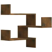 vidaXL Étagères d'angle murales 2 pcs Chêne fumé 40x40x50 cm Bois