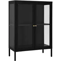 vidaXL Sideboard noir 75x35x105 cm acier et verre