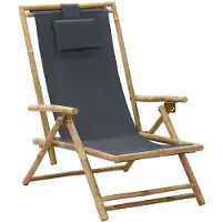 vidaXL Chaise Relax Réglable Gris Foncé Bambou et Tissu