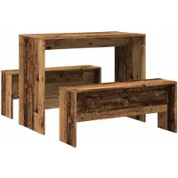 vidaXL Ensemble table à manger et banc 3 pièces imitation vieux bois matériau bois