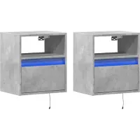 vidaXL Armoires TV murales Éclairage LED 2 pcs. Gris béton 41x31x45 cm