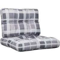 vidaXL Coussin pour palette 2 pcs. tissu gris à carreaux