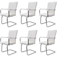 vidaXL Chaise cantilever 6 pcs. Blanc Similicuir