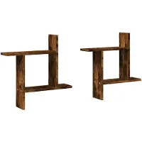 vidaXL Étagères murales 2 pcs chêne fumé 50x12x50 cm Bois d'ingénierie