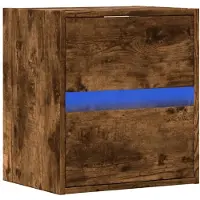 vidaXL Armoire TV murale avec éclairage LED chêne fumé 41x31x45 cm