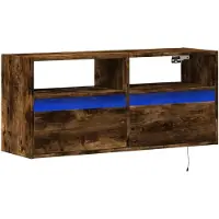vidaXL Armoire TV murale avec éclairage LED chêne fumé 100x31x45 cm