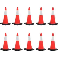 vidaXL Cônes de signalisation réfléchissants à base lourde 10 pcs 75cm