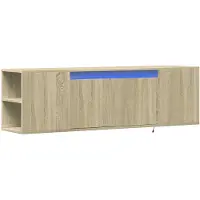 vidaXL Armoire TV murale avec éclairage LED Chêne Sonoma 135x31x39,5 cm